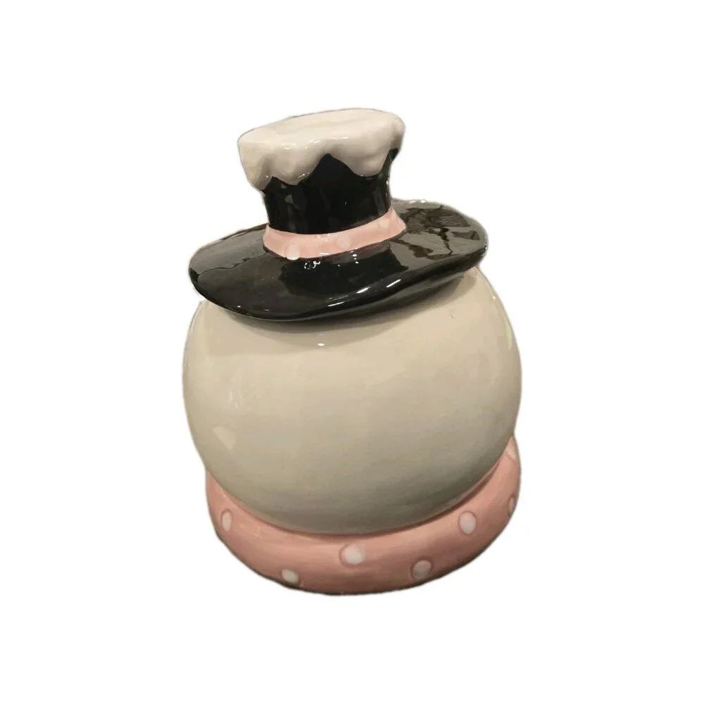 New Holiday Christmas Pink Frosty the Snowman Cookie Jar Kitchen Room Decor